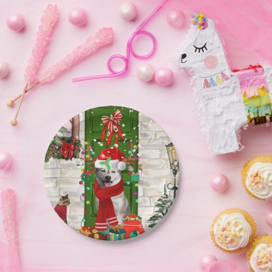 シベリアのハスキー犬のクリスマス ペーパープレート (パーティー)