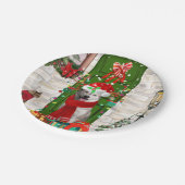 シベリアのハスキー犬のクリスマス ペーパープレート (アングル)