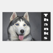 シベリアのハスキー犬のステッカーカスタムありがとう 長方形シール (正面)