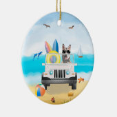 シベリアのハスキー犬のビーチ セラミックオーナメント (右)