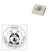 シベリアのハスキー犬のペットの写真ラウンド ラバースタンプ (押印)