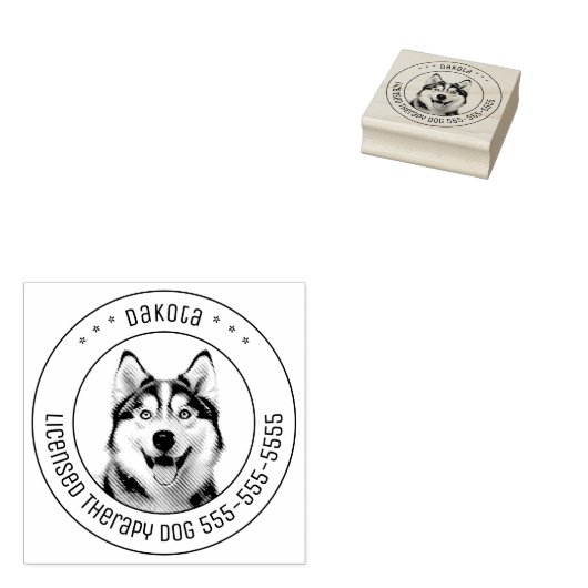 シベリアのハスキー犬のペットの写真ラウンド ラバースタンプ (押印)