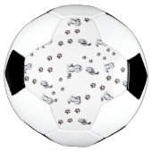 シベリアのハスキー犬のペットの足が足跡を犬 サッカーボール (回転)