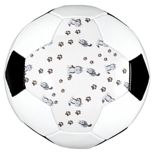 シベリアのハスキー犬のペットの足が足跡を犬 サッカーボール (回転)