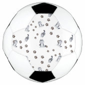 シベリアのハスキー犬のペットの足が足跡を犬 サッカーボール (正面)