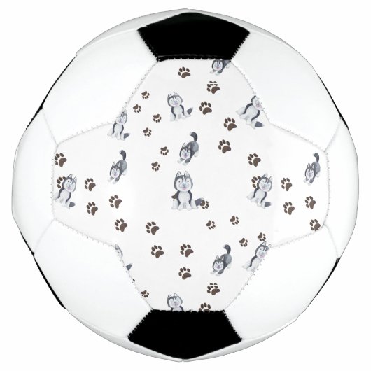 シベリアのハスキー犬のペットの足が足跡を犬 サッカーボール (正面)