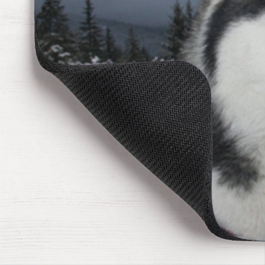 シベリアのハスキー犬の冬の雪マウスパッド マウスパッド (コーナー)