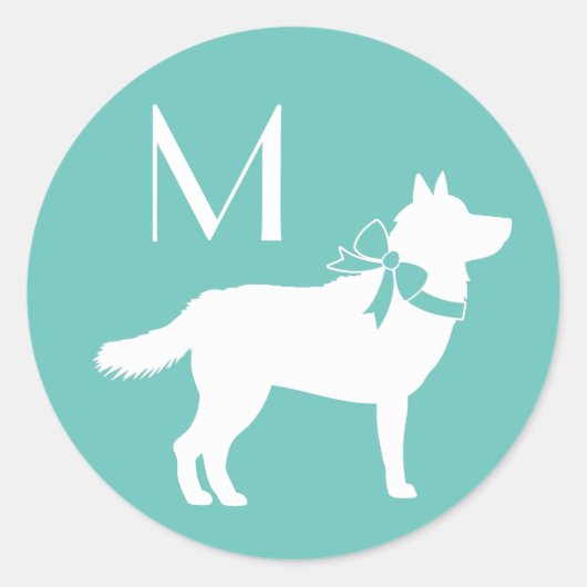 シベリアのハスキー犬の子犬のマラムト ラウンドシール (正面)