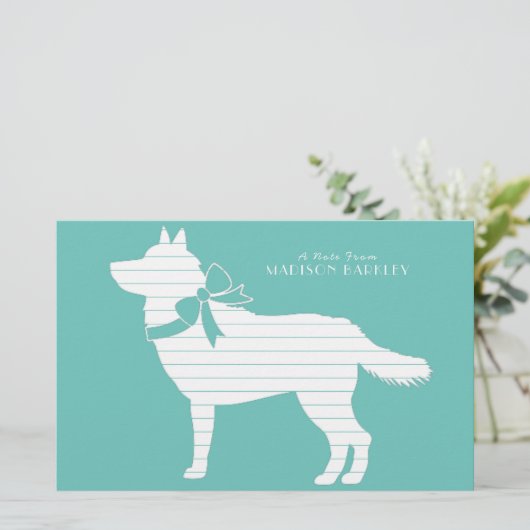 シベリアのハスキー犬の子犬のマラムト 便箋 (スタンド正面)