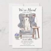 シベリアのハスキー犬の引っ越しました移動発表 案内状 (正面)