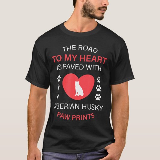 シベリアのハスキー犬の恋人ギフト Tシャツ (正面)