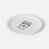 シベリアのハスキー犬の恋人 ペーパープレート (アングル)