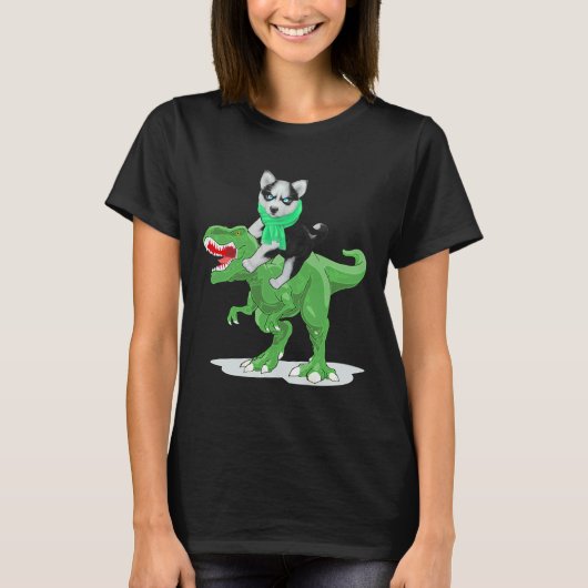 シベリアのハスキー犬の恐竜 Tシャツ (正面)