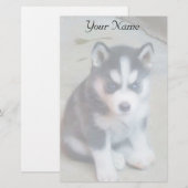 シベリアのハスキー犬の文房具 便箋 (正面/裏面)