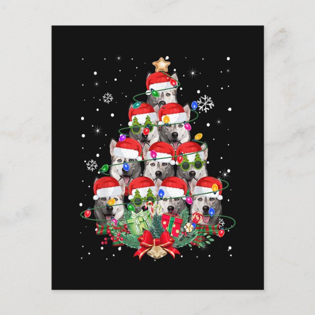 シベリアのハスキー犬の木クリスマスパジャマクリスマス犬 (正面)