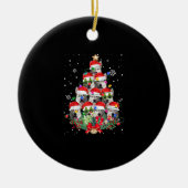 シベリアのハスキー犬の木クリスマスパジャマクリスマス犬 セラミックオーナメント (正面)