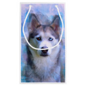 シベリアのハスキー犬の水の色のアー絵画ト スモールペーパーバッグ (裏面)