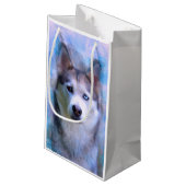 シベリアのハスキー犬の水の色のアー絵画ト スモールペーパーバッグ (裏面アングル)