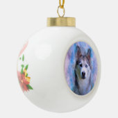 シベリアのハスキー犬の水の色のアー絵画ト セラミックボールオーナメント (左)