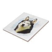 シベリアのハスキー犬の水の色のアー絵画ト タイル (側面)