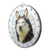 シベリアのハスキー犬の水の色のアー絵画ト ダーツボード (正面右)