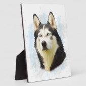 シベリアのハスキー犬の水の色のアー絵画ト フォトプラーク (側面)