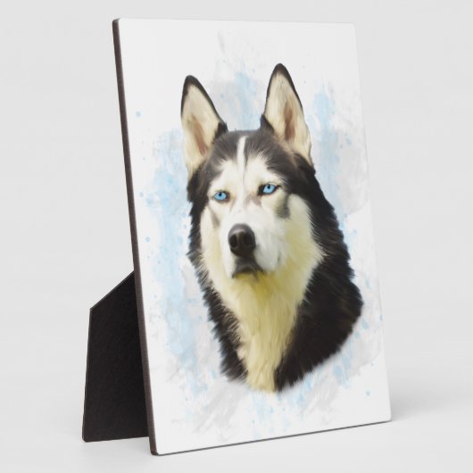 シベリアのハスキー犬の水の色のアー絵画ト フォトプラーク (側面)