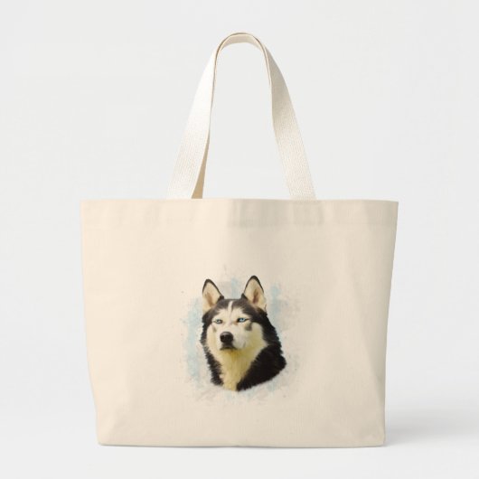 シベリアのハスキー犬の水の色のアー絵画ト ラージトートバッグ (正面)