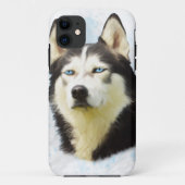 シベリアのハスキー犬の水の色のアー絵画ト Case-Mate iPhoneケース (裏面)