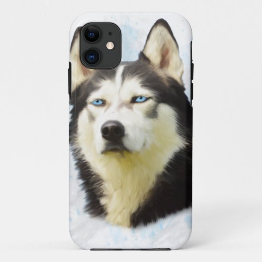 シベリアのハスキー犬の水の色のアー絵画ト Case-Mate iPhoneケース (裏面)