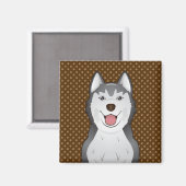 シベリアのハスキー犬の漫画の前足 マグネット (正面/裏面)