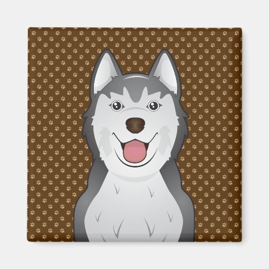 シベリアのハスキー犬の漫画の前足 マグネット (正面)