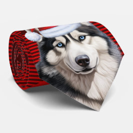 シベリアのハスキー犬の赤いバッファロープライドのクリスマス ネクタイ