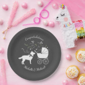 シベリアのハスキー犬の赤ちゃんシャワーパピーグレー ペーパープレート (パーティー)