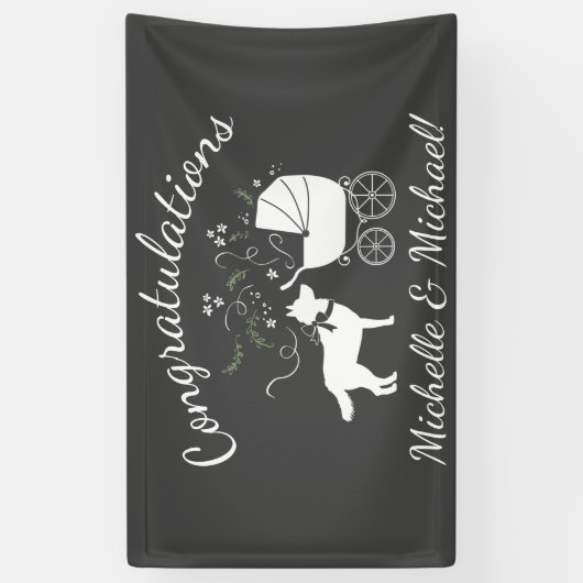 シベリアのハスキー犬の赤ちゃんシャワーパピーグレー 横断幕 (縦)