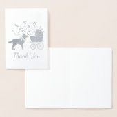 シベリアのハスキー犬の赤ちゃんシャワーパピーグレー 箔カード (ディスプレー)