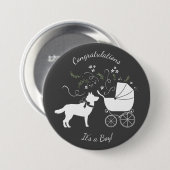 シベリアのハスキー犬の赤ちゃんシャワーパピーグレー 缶バッジ (正面&裏面)