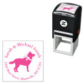 シベリアのハスキー犬の赤ちゃんシャワーパピーピンクガール セルフインキングスタンプ (インサイチュ)