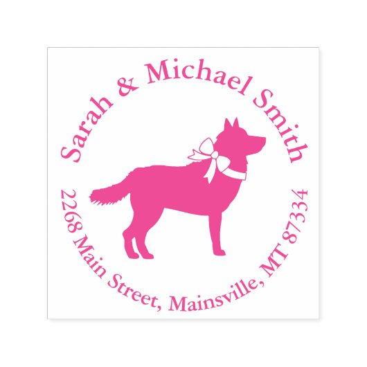 シベリアのハスキー犬の赤ちゃんシャワーパピーピンクガール セルフインキングスタンプ (デザイン)