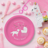シベリアのハスキー犬の赤ちゃんシャワーパピーピンクガール ペーパープレート (パーティー)