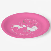 シベリアのハスキー犬の赤ちゃんシャワーパピーピンクガール ペーパープレート (アングル)