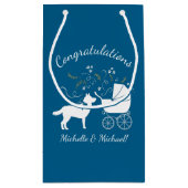 シベリアのハスキー犬の赤ちゃんシャワーパピーブルーボーイ スモールペーパーバッグ (裏面)