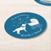 シベリアのハスキー犬の赤ちゃんシャワーパピーブルーボーイ ラウンドペーパーコースター (アングル)