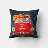 シベリアのハスキー犬の車の怖いハロウィーン クッション (裏面)