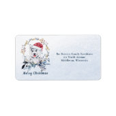 シベリアのハスキー犬の金ゴールドの葉クリスマスパーティー ラベル (正面)