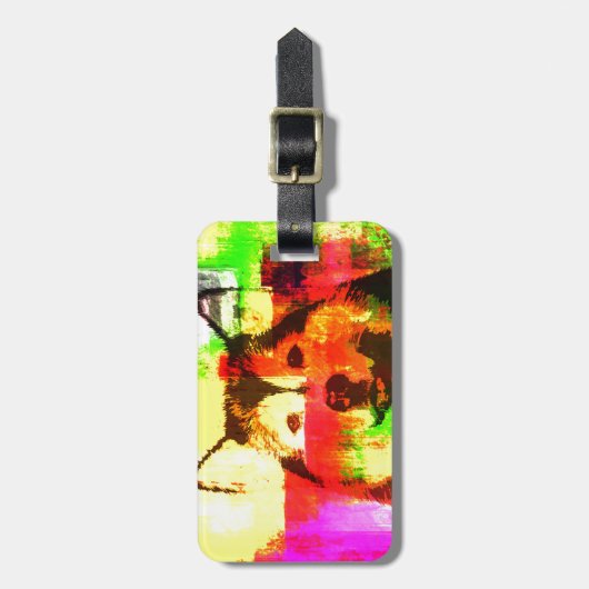 シベリアのハスキー犬アート ラゲッジタグ (正面縦)