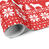 シベリアのハスキー犬クリスマスセーターパターンレッド ラッピングペーパー (ロールコーナー)