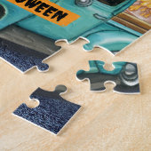 シベリアのハスキー犬ハロウィントラック怖い夜 ジグソーパズル (側面)