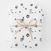 シベリアのハスキー犬ペットの足の足跡トラック ラッピングペーパーシート (インサイチュ)