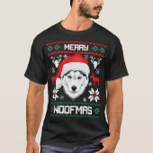 シベリアのハスキー犬メリーのクリスマス Tシャツ (正面)